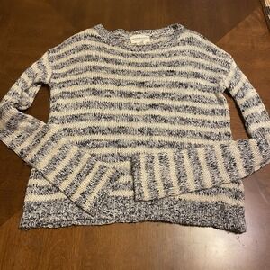 Denim & Supply Ralph Lauren Striped Cropped Pullover Sweater XXS GREY/Ivory